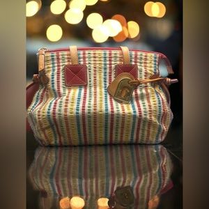 Vintage Dooney and Bourke EUC Rainbow Seersucker Large Cotton bag 1975